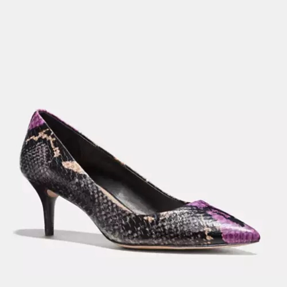 Coach Lacey Heels Shoes • Python-Snake-Embossed Leather • Kitten Heel • Size 7.5